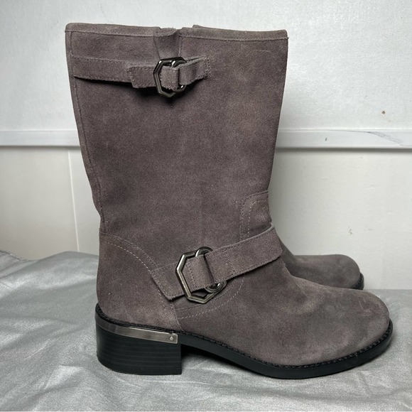 Vince Camuto Grey Suede Mid-Calf Boots - Picture 2 of 10